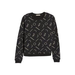 New Marine Layer Anytime Print Sweatshirt in Black Noodle Print